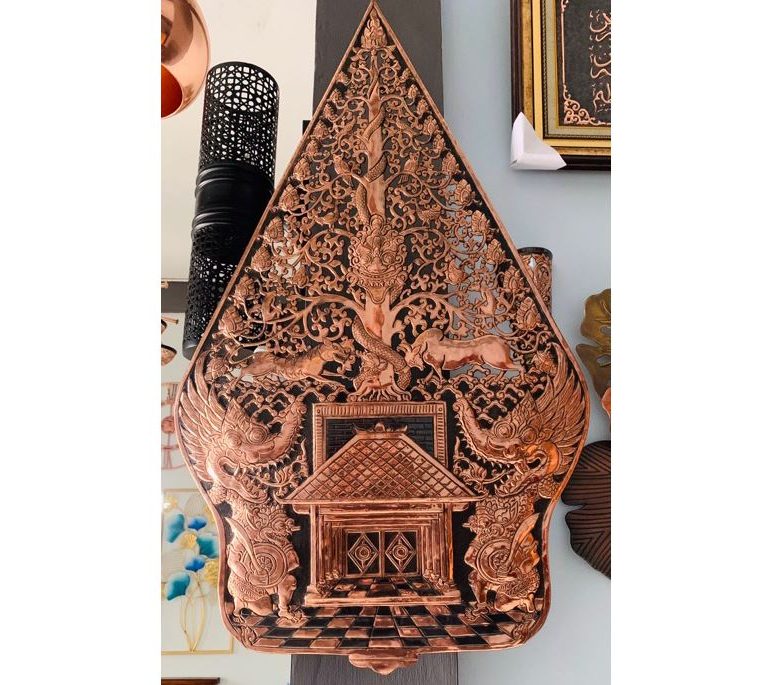kerajinan gunungan wayang tembaga