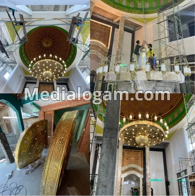 Lampu gantung kuningan replika masjid nabawi