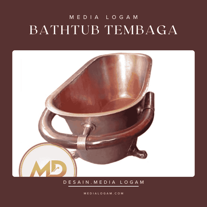 Bak Mandi Tembaga Premium – Desain Unik dengan Pegangan Kayu
