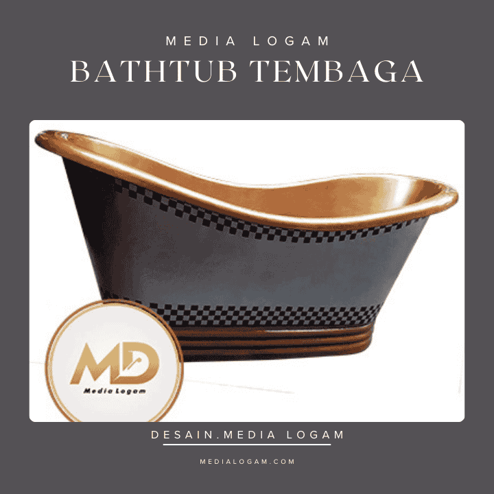 Bathtub Tembaga Desain Klasik — Finishing Hitam Trim Emas