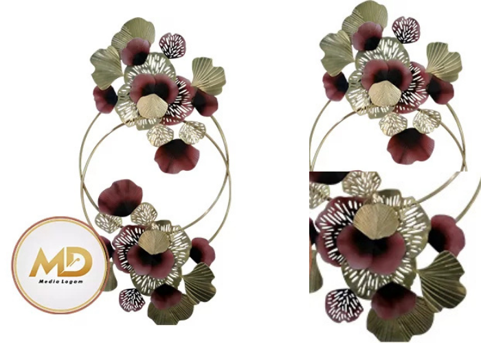 Dekor Dinding Floral Gold Maroon – Chic dan Timeless