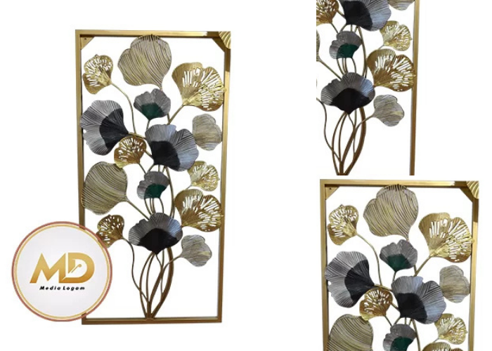 Hiasan Dinding Frame Emas Motif Floral – Siap Pasang