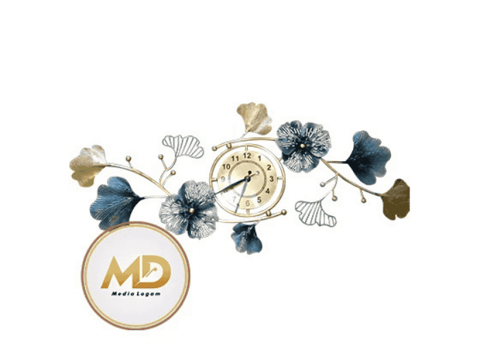 Hiasan Dinding Jam Bunga Biru Tembaga Kuningan Premium