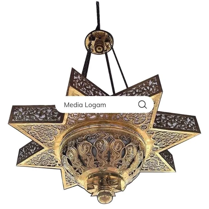 Lampu Gantung Minimalis untuk Masjid dengan Interior Sederhana 3 Hiasan Lampu Bintang Berukir Nabawi Premium