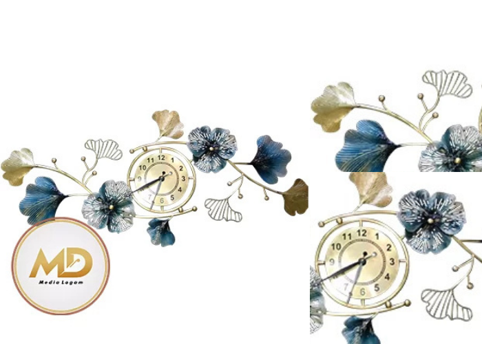 Jam Dinding Bunga Biru – Elegan untuk Ruang Modern