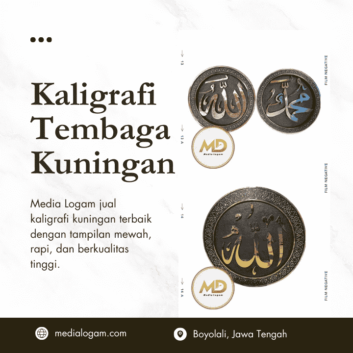 Jual Kaligrafi Tembaga Kuningan Custom Seni Islami Berkelas untuk Dekorasi