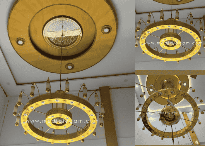 lampu gantung hias kuningan emas