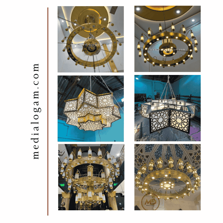 Cara Memilih Desain Lampu Gantung Kuningan yang Cocok untuk Interior Masjid 2 produk lampu hias masjid media logam