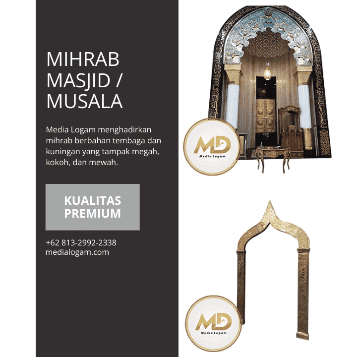 Jual Mihrab Tembaga Kuningan Desain Mewah untuk Masjid Modern