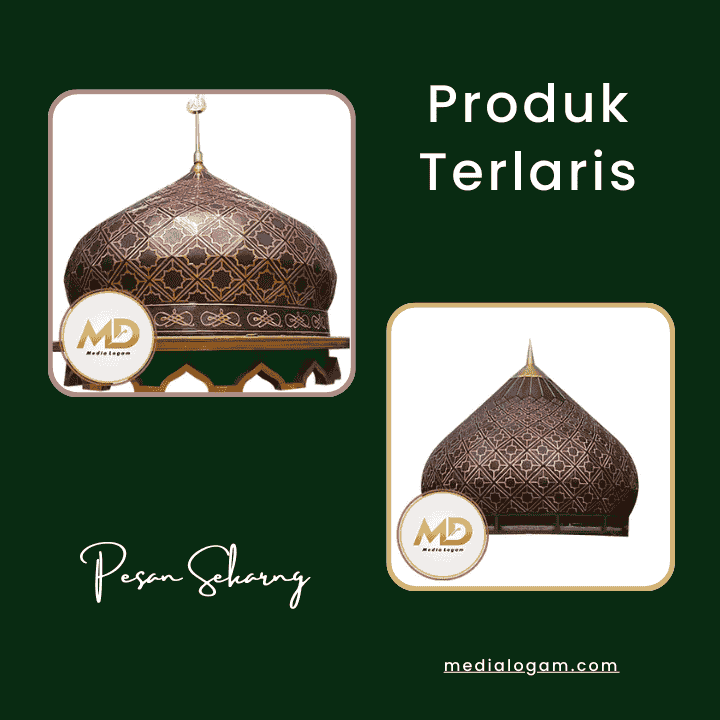 ornamen interior masjid kubah tembaga kuningan