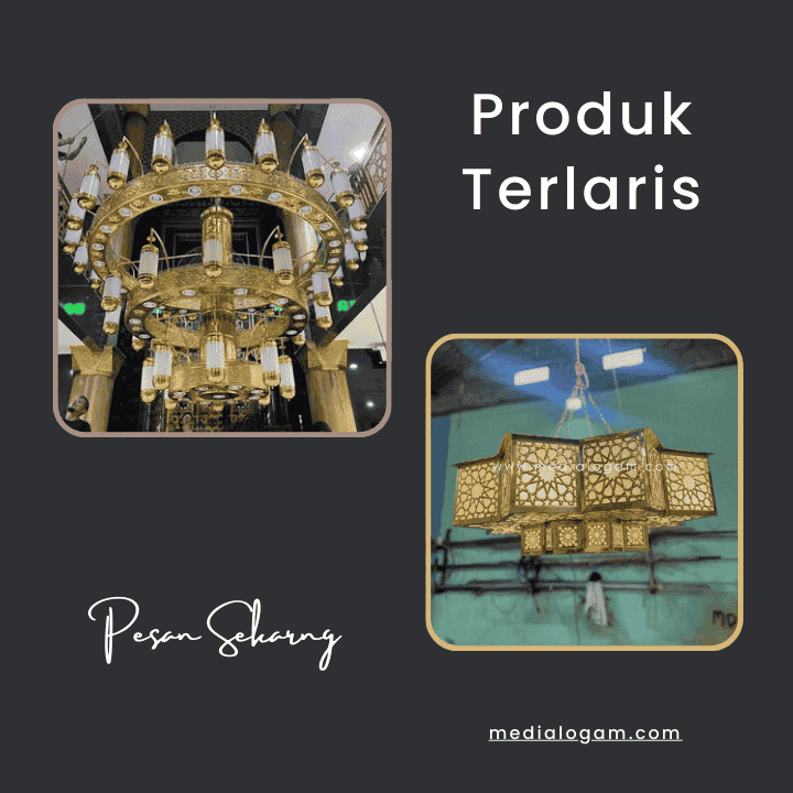 ornamen interiro masjid lampu gantung hais kuningan