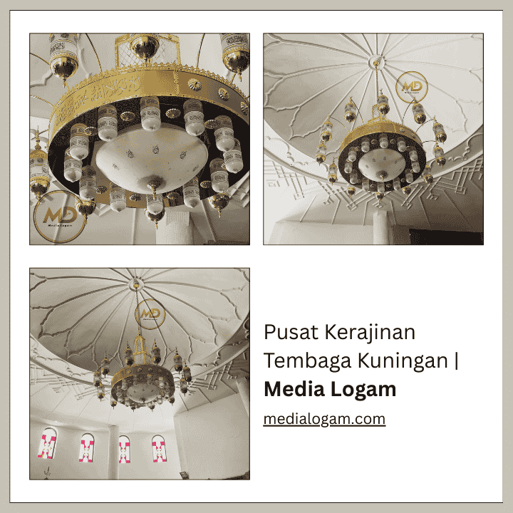 10 Model Lampu Gantung Kuningan Masjid Terbaik untuk Interior Elegan dan Tahan Lama 3 Chandelier Kubah Masjid Motif Arabesque