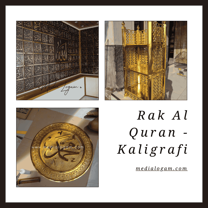 Pengrajin Tembaga Kuningan Masjid Berkualitas untuk Proyek Skala Besar 6 Rak Al-Qur’an dan Kaligrafi medialogam.com