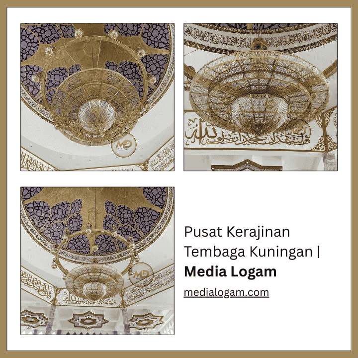 10 Model Lampu Gantung Kuningan Masjid Terbaik untuk Interior Elegan dan Tahan Lama 8 Lampu Gantung Ornamen Arabesque Berbahan Kuningan
