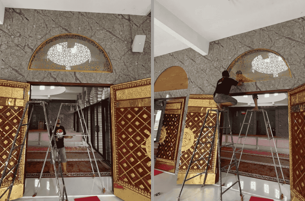 Pintu Dekoratif Mewah Tembaga Kuningan Desain Modern Klasik Tahan Korosi 8 Pintu Dekoratif Mewah Masjid Desain Nabawi