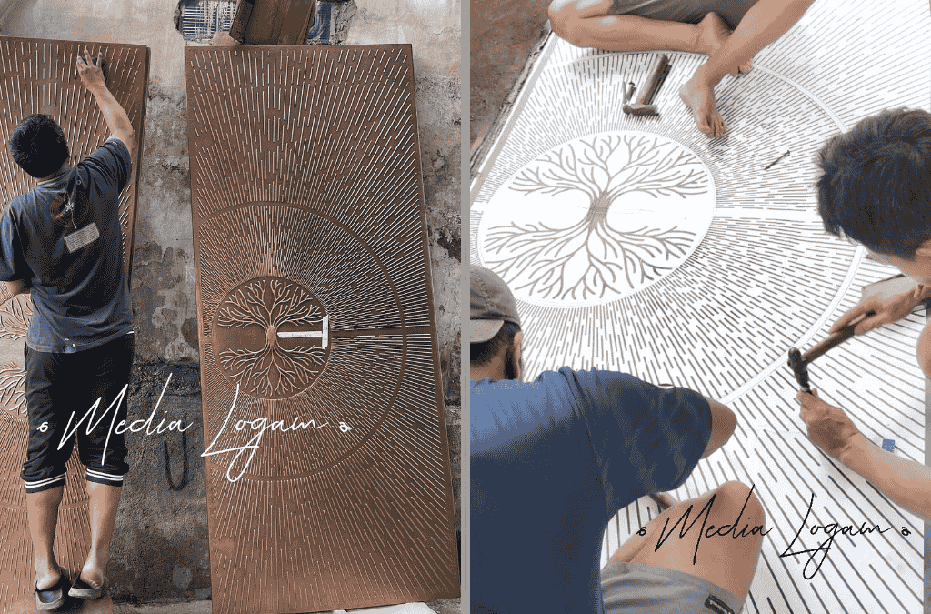 Pintu Dekoratif Mewah Tembaga Kuningan Desain Modern Klasik Tahan Korosi 6 pintu ukir tembaga 2