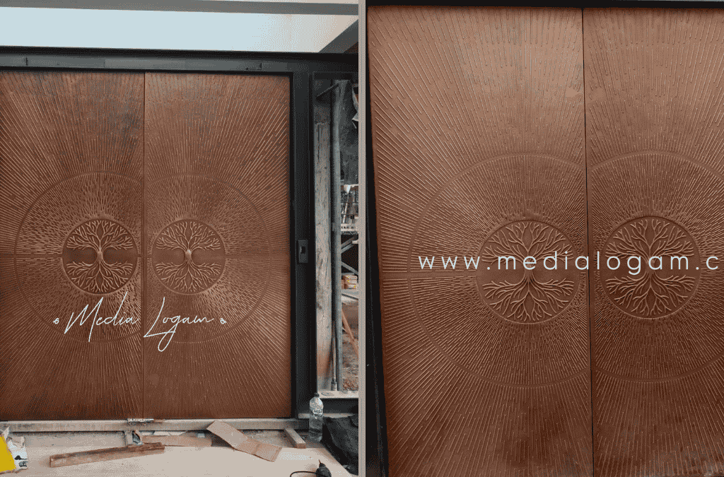 Pintu Dekoratif Mewah Tembaga Kuningan Desain Modern Klasik Tahan Korosi 7 pintu ukir tembaga 3