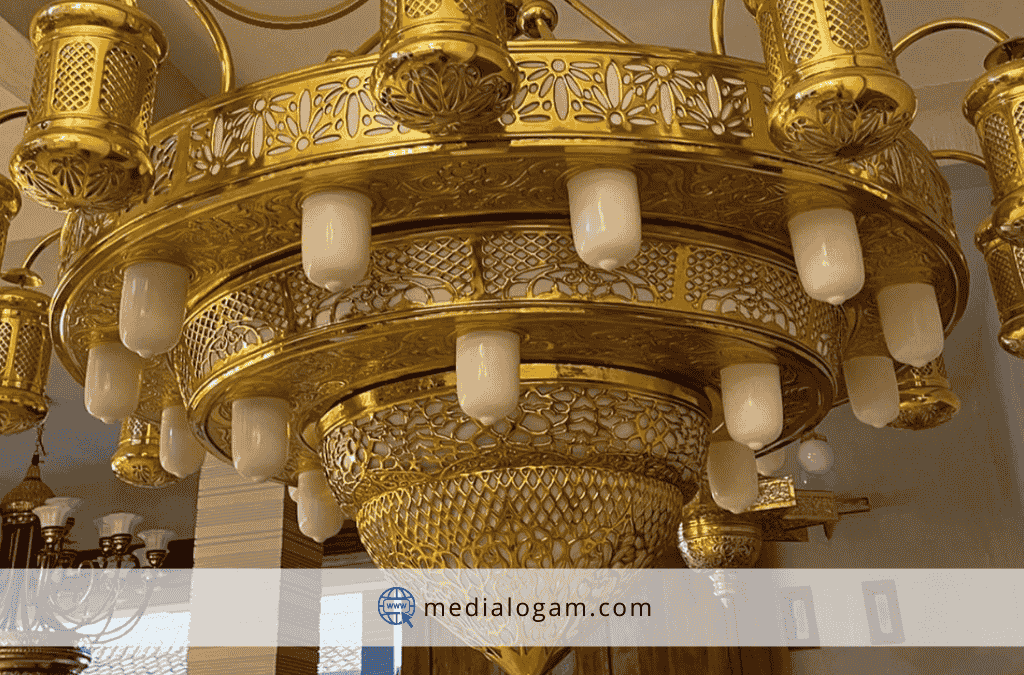 Detail Pengukiran Lampu Gantung Nabawi Kuningan Islami 2 Detail Pengukiran Lampu Gantung Nabawi Kuningan Islami