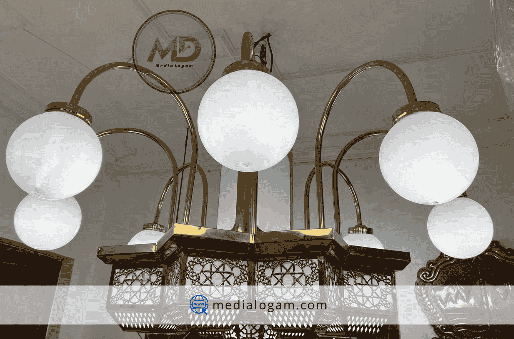 Difuser Kaca Buram Lampu Gantung Nabawi Kuningan untuk Cahaya Lembut 2 Difuser Kaca Buram Lampu Gantung Nabawi Kuningan untuk Cahaya Lembut