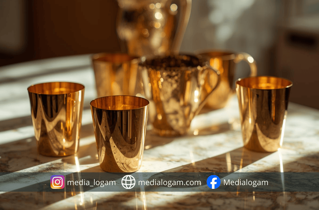 Bukan Sekadar Alat Makan, Koleksi Kuningan Ini Bakal Bikin Tamu Bukber Kamu Terkesima! 5 Gelas dan cangkir kuningan ini membawa nuansa royal yang hangat