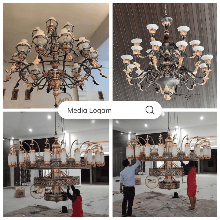 10 Ornamen Interior Kantor Pemerintah Tembaga & Kuningan – Harga & Pengerjaan Proyek 7 Lampu gantung tembaga artistik dari Media Logam