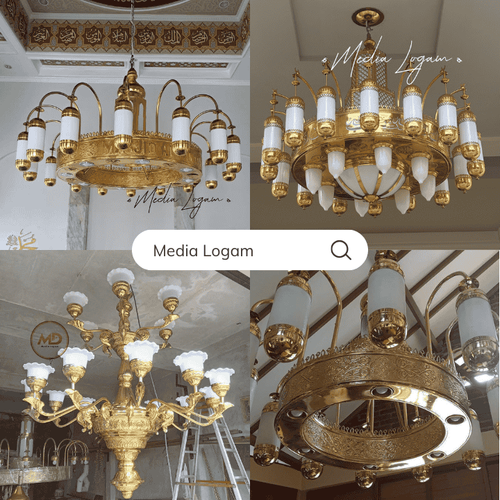 10 Perabot Mushola Islami Tembaga & Kuningan – Harga, Pengrajin & Custom 8 Lampu Hias & Chandelier Tembaga Kuningan produksi Media Logam Boyolali