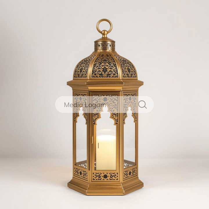 Lampu Gantung Arabesque Premium: Dekorasi Ramadan Klasik Gaya Maroko 7 Lentera Logam Emas Arabesque produksi Media Logam Boyolali