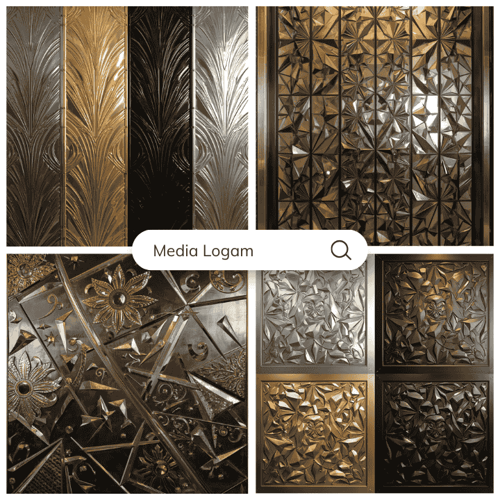 10 Furnitur Lobby Gedung Tembaga & Kuningan – Supplier, Proyek & Pengrajin 5 Panel dinding dekoratif logam dari Media Logam