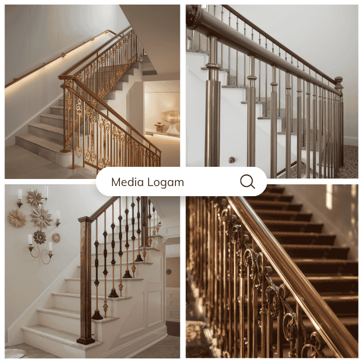 10 Ornamen Interior Kantor Pemerintah Tembaga & Kuningan – Harga & Pengerjaan Proyek 8 Pegangan tangga dan railing kuningan dari Media Logam