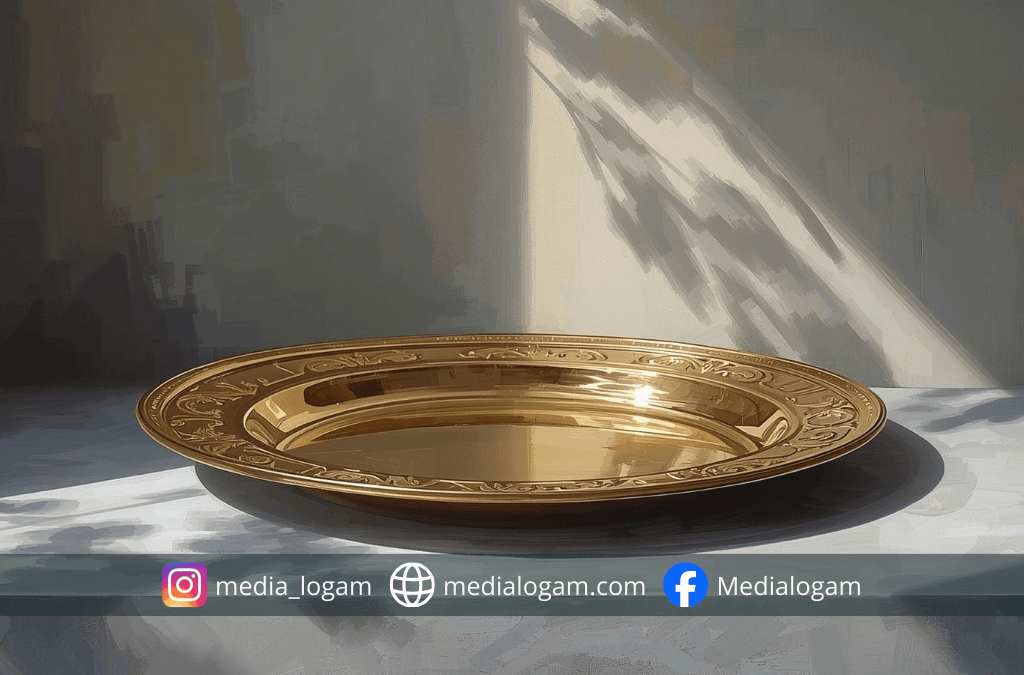 Sulap Ruang Makan Jadi Mewah Saat Bukber, Simak Tren Tableware Kuningan untuk Ramadhan 2026 3 Piring saji kuningan ini memberi sentuhan hangat dan mewah