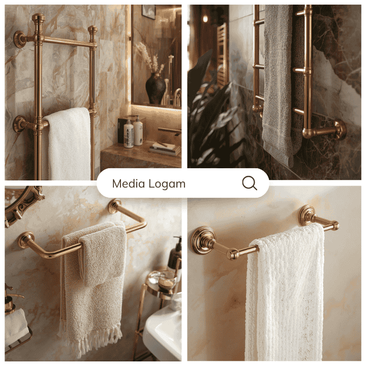 7 Perabot Kamar Mandi Artistik Tembaga & Kuningan – Harga & Pengrajin 6 Rak handuk tembaga dan kuningan Media Logam Boyolali