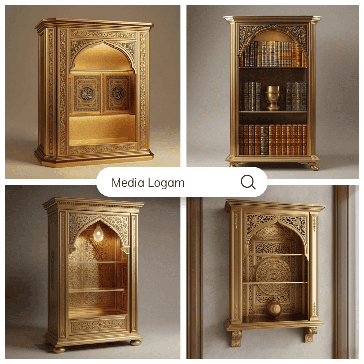 10 Elemen Interior Masjid Tembaga & Kuningan – Harga, Pengrajin & Proyek 10 Rak dan lemari Al-Quran eksklusif